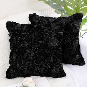 Chic Black Rose Accent Pillows!